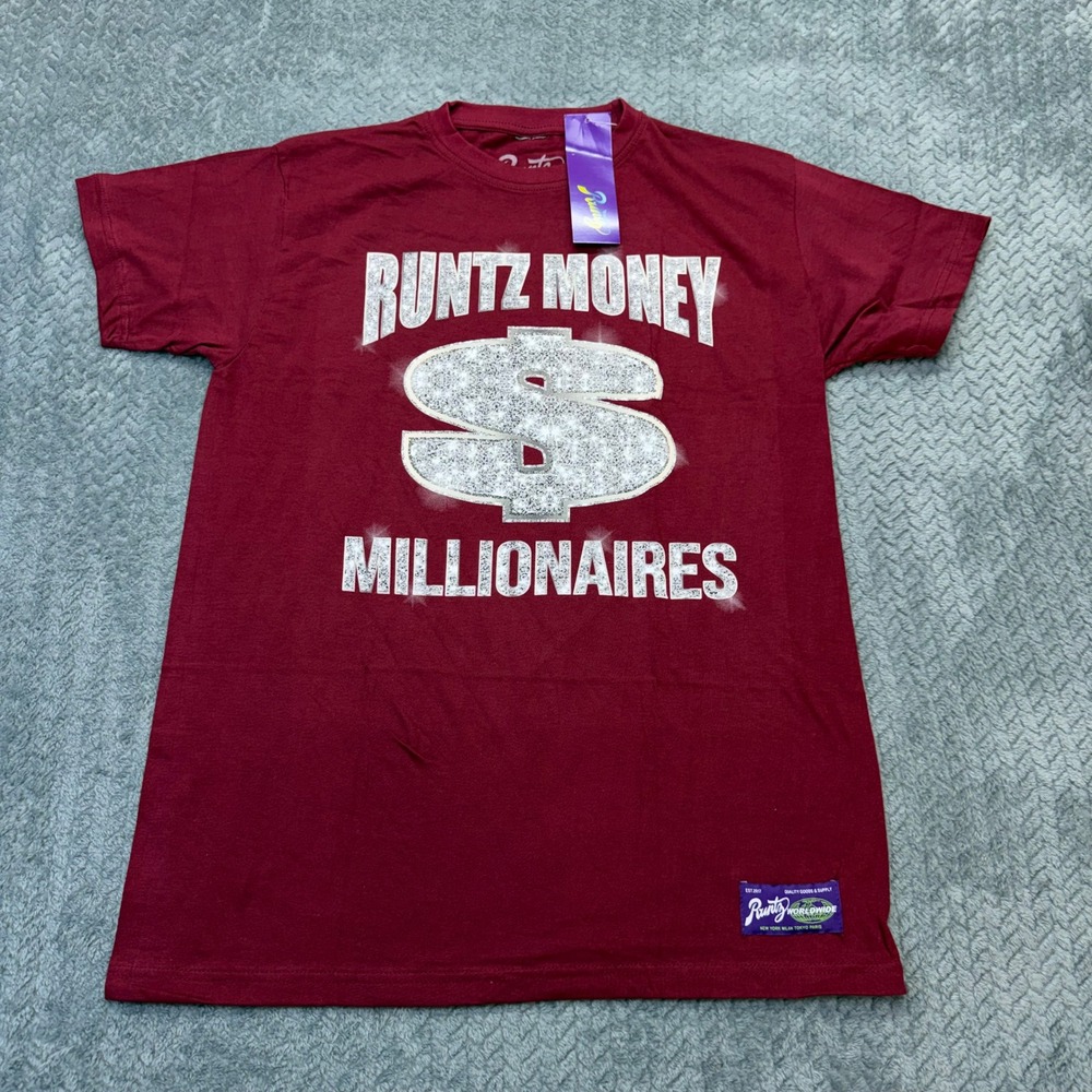 NWT Runtz Money Millionaires Mens L Graphic Tee Maroon Cotton Streetwear New